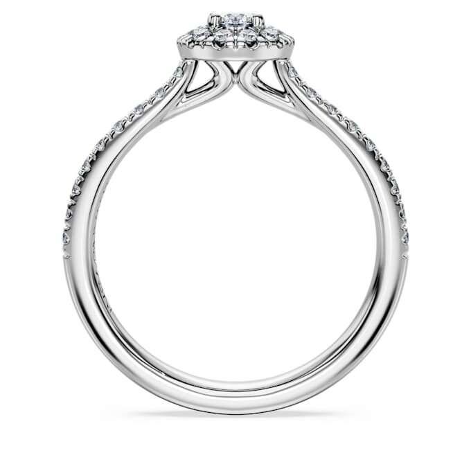 Bague solitaire « Eternity Halo » avec diamants synthétiques de 0,45 ct au total, forme ronde, argent sterling Bague solitaire « Eternity Halo » avec diamants synthétiques de 0,45 ct au total, forme ronde, argent sterling