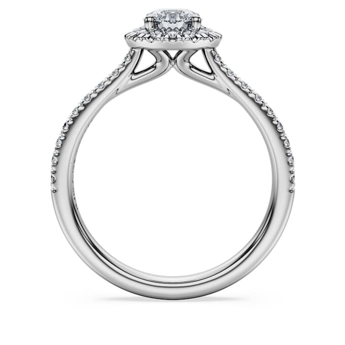 Bague solitaire Eternity Halo avec diamants synthétiques de 0,8 ct au total, forme ronde, or blanc 14 carats Bague solitaire Eternity Halo avec diamants synthétiques de 0,8 ct au total, forme ronde, or blanc 14 carats