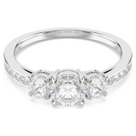 Bague Stilla Attract, taille ronde, blanche, finition argentée