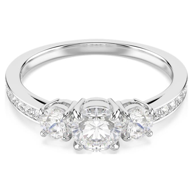 Bague Stilla Attract, taille ronde, blanche, finition argentée Bague Stilla Attract, taille ronde, blanche, finition argentée