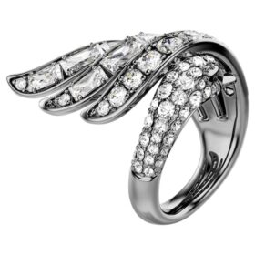 Bague « Swan » de la collection Vienna, blanche, plaquée ruthénium Bague « Swan » de la collection Vienna, blanche, plaquée ruthénium