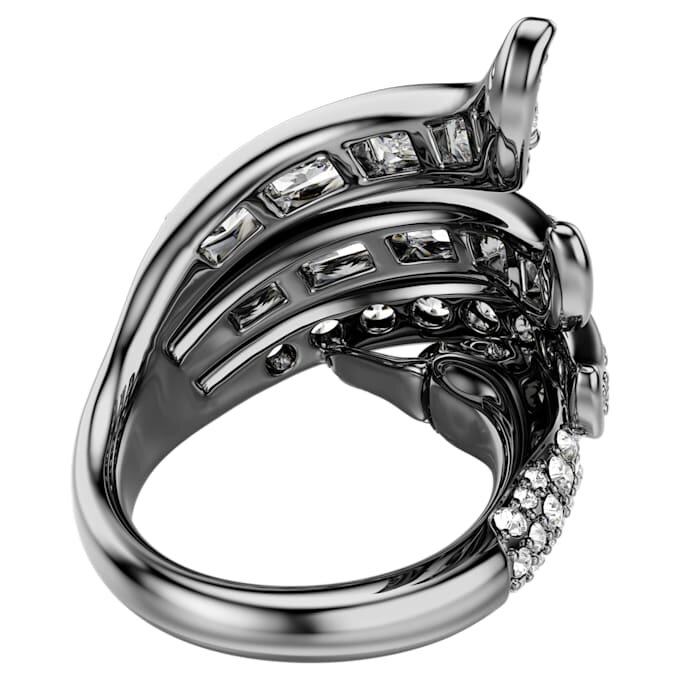 Bague « Swan » de la collection Vienna, blanche, plaquée ruthénium Bague « Swan » de la collection Vienna, blanche, plaquée ruthénium