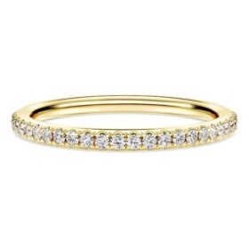 Bague éternité avec diamants synthétiques de 0,2 ct au total, forme ronde, or jaune 14 carats