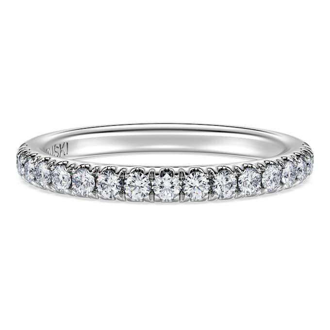 Bague éternité avec diamants synthétiques de 0,4 ct au total, forme ronde, or blanc 14 carats Bague éternité avec diamants synthétiques de 0,4 ct au total, forme ronde, or blanc 14 carats