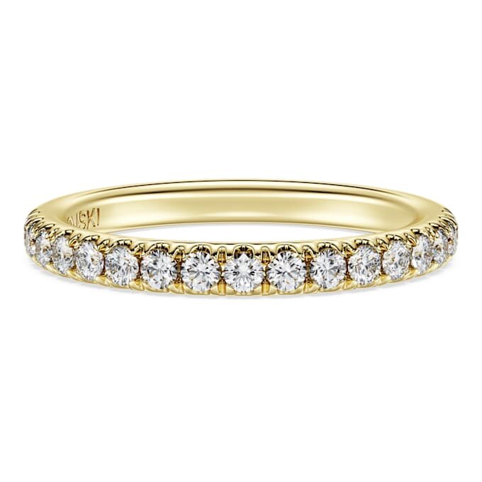Bague éternité avec diamants synthétiques de 0,4 ct au total, forme ronde, or jaune 14 carats Bague éternité avec diamants synthétiques de 0,4 ct au total, forme ronde, or jaune 14 carats