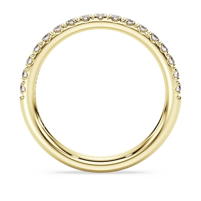 Bague éternité avec diamants synthétiques de 0,4 ct au total, forme ronde, or jaune 14 carats Bague éternité avec diamants synthétiques de 0,4 ct au total, forme ronde, or jaune 14 carats
