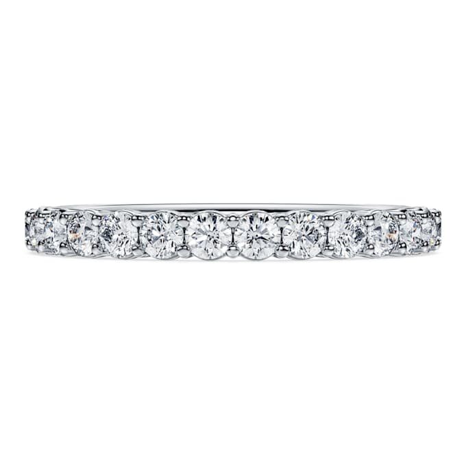 Bague éternité avec diamants synthétiques de 0,5 ct au total, forme ronde, or blanc 14 carats Bague éternité avec diamants synthétiques de 0,5 ct au total, forme ronde, or blanc 14 carats