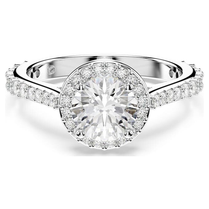 Bague Una Angelic, taille ronde, blanche, finition argentée Bague Una Angelic, taille ronde, blanche, finition argentée