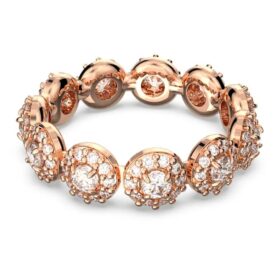 Bague Una Angelic, taille ronde, blanche, plaquée or rose