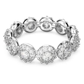 Bague Una Angelic, taille ronde, blanche, plaquée rhodium