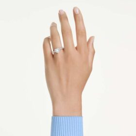 Bague Una au motif angélique, tailles variées, cœur, blanche, plaquée rhodium