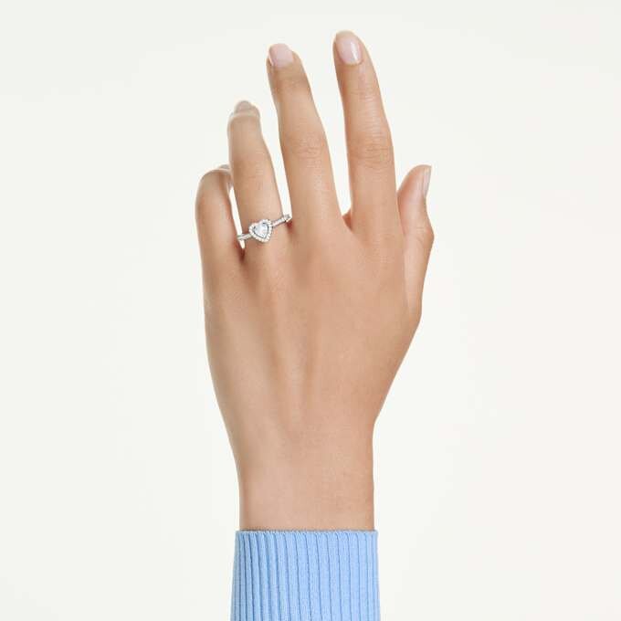 Bague Una au motif angélique, tailles variées, cœur, blanche, plaquée rhodium Bague Una au motif angélique, tailles variées, cœur, blanche, plaquée rhodium