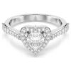 Bague Una au motif angélique, tailles variées, cœur, blanche, plaquée rhodium Bague Una au motif angélique, tailles variées, cœur, blanche, plaquée rhodium