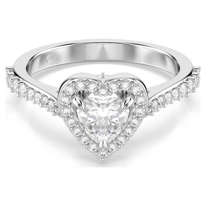 Bague Una au motif angélique, tailles variées, cœur, blanche, plaquée rhodium Bague Una au motif angélique, tailles variées, cœur, blanche, plaquée rhodium