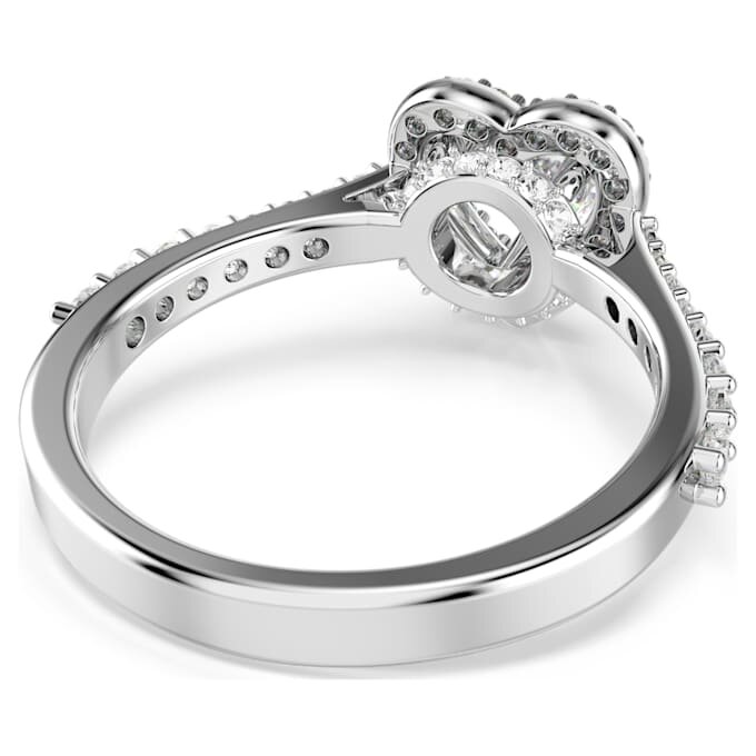Bague Una au motif angélique, tailles variées, cœur, blanche, plaquée rhodium Bague Una au motif angélique, tailles variées, cœur, blanche, plaquée rhodium
