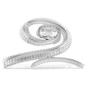 Barrette Ariana Grande X Swarovski, taille baguette, blanche, plaquée rhodium