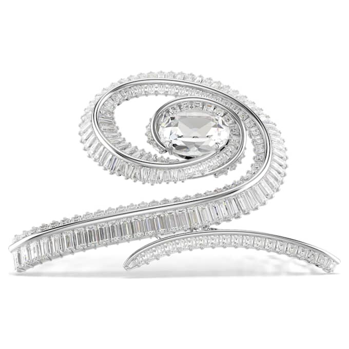 Barrette Ariana Grande X Swarovski, taille baguette, blanche, plaquée rhodium Barrette Ariana Grande X Swarovski, taille baguette, blanche, plaquée rhodium