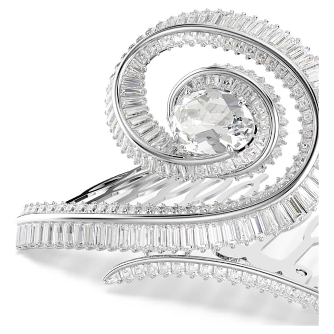 Barrette Ariana Grande X Swarovski, taille baguette, blanche, plaquée rhodium Barrette Ariana Grande X Swarovski, taille baguette, blanche, plaquée rhodium