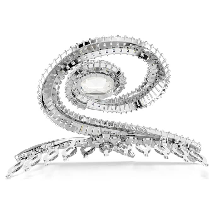Barrette Ariana Grande X Swarovski, taille baguette, blanche, plaquée rhodium Barrette Ariana Grande X Swarovski, taille baguette, blanche, plaquée rhodium