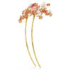 Barrette Gema « Crystal Pearl », tailles variées, fleur, rose, plaquée or