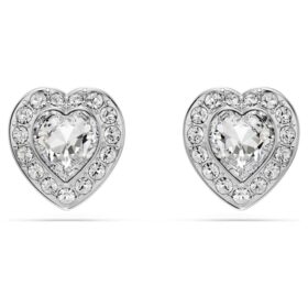 Boucles d’oreilles Ariana Grande X Swarovski, tailles variées, cœur, blanc, plaqué rhodium