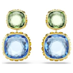 Boucles d’oreilles Chroma Drop, taille coussin, multicolores, plaquées or