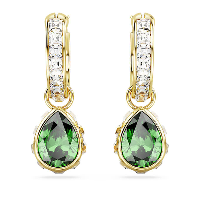 Boucles d’oreilles Chroma en forme de goutte, taille poire, vertes, plaquées or Boucles d’oreilles Chroma en forme de goutte, taille poire, vertes, plaquées or