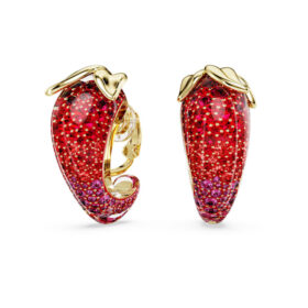 Boucles d’oreilles à clip Idyllia rouges, plaquées or