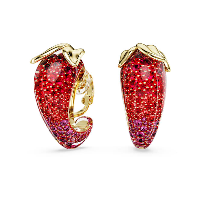 Boucles d’oreilles à clip Idyllia rouges, plaquées or Boucles d’oreilles à clip Idyllia rouges, plaquées or