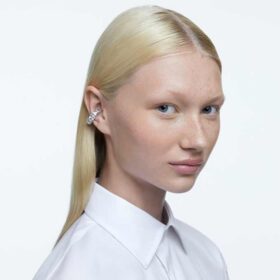 Boucles d’oreilles à clip Matrix, taille carrée, blanches, plaquées rhodium