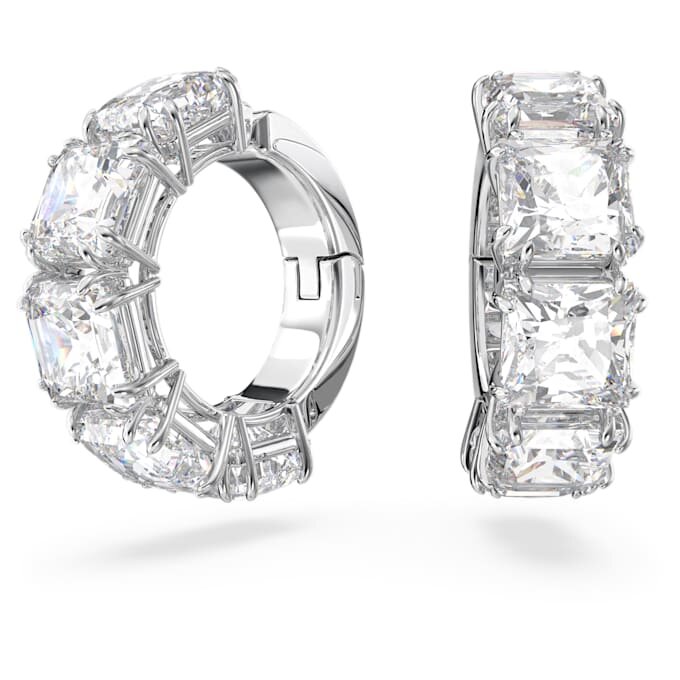 Boucles d’oreilles à clip Matrix, taille carrée, blanches, plaquées rhodium Boucles d’oreilles à clip Matrix, taille carrée, blanches, plaquées rhodium
