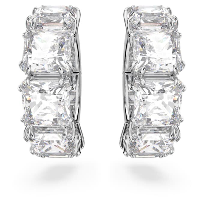 Boucles d’oreilles à clip Matrix, taille carrée, blanches, plaquées rhodium Boucles d’oreilles à clip Matrix, taille carrée, blanches, plaquées rhodium