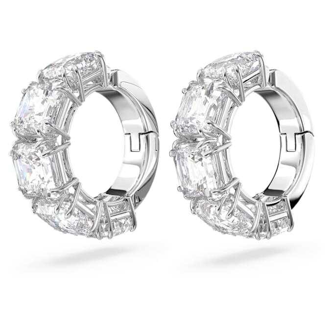 Boucles d’oreilles à clip Matrix, taille carrée, blanches, plaquées rhodium Boucles d’oreilles à clip Matrix, taille carrée, blanches, plaquées rhodium
