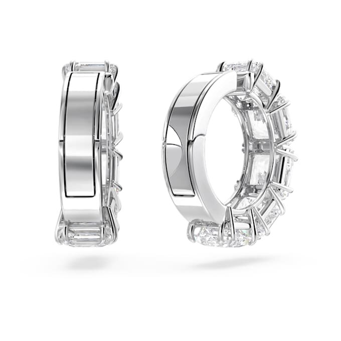 Boucles d’oreilles à clip Matrix, taille carrée, blanches, plaquées rhodium Boucles d’oreilles à clip Matrix, taille carrée, blanches, plaquées rhodium