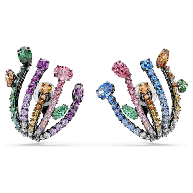 Boucles d’oreilles à clip Matrix, tailles variées, bouquet, multicolores, plaquées ruthénium