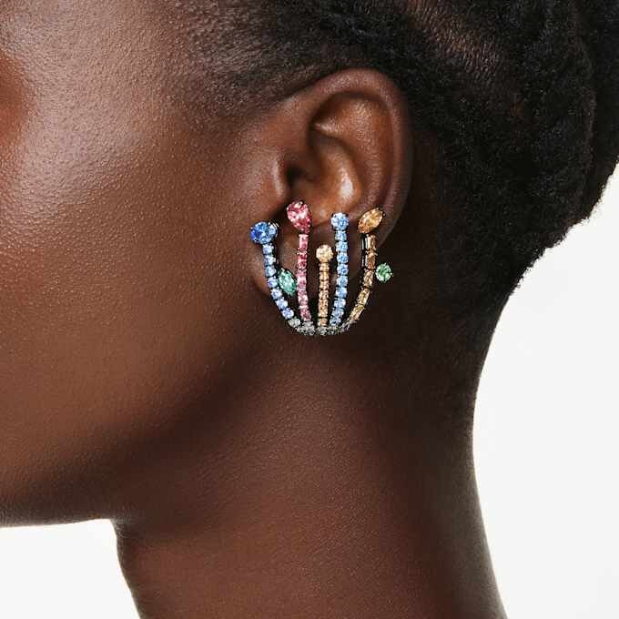 Boucles d’oreilles à clip Matrix, tailles variées, bouquet, multicolores, plaquées ruthénium