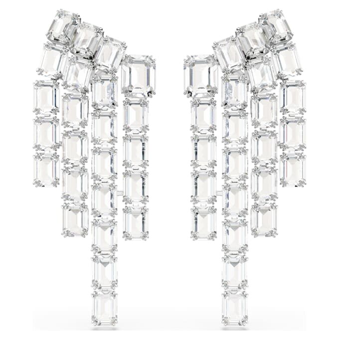 Boucles d’oreilles à clip Millenia, taille octogonale, style lustre, blanches, plaquées rhodium Boucles d’oreilles à clip Millenia, taille octogonale, style lustre, blanches, plaquées rhodium