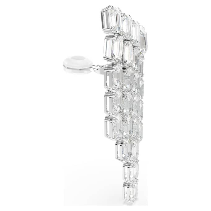 Boucles d’oreilles à clip Millenia, taille octogonale, style lustre, blanches, plaquées rhodium Boucles d’oreilles à clip Millenia, taille octogonale, style lustre, blanches, plaquées rhodium