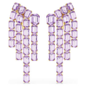 Boucles d’oreilles à clip Millenia, taille octogonale, style lustre, violet, plaquées or Boucles d’oreilles à clip Millenia, taille octogonale, style lustre, violet, plaquées or