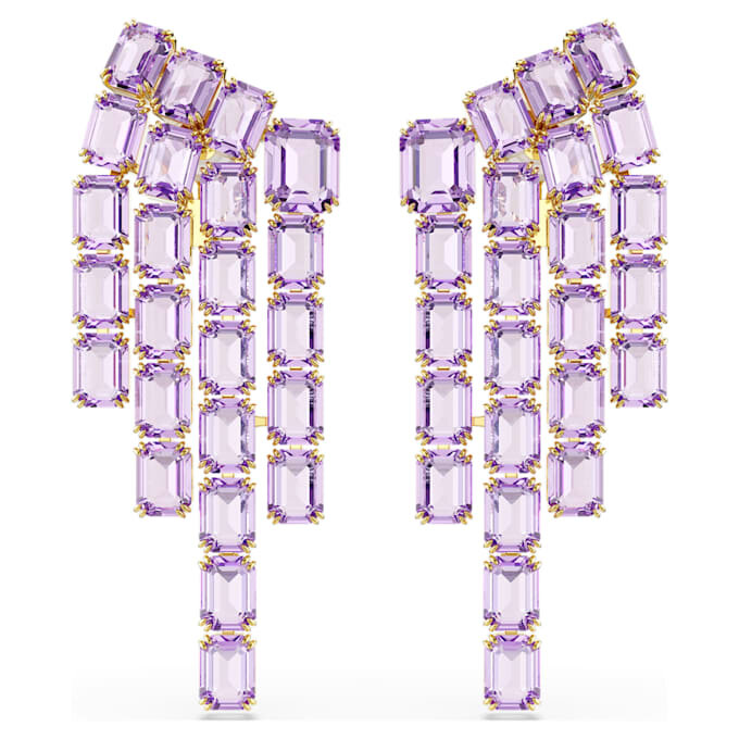 Boucles d’oreilles à clip Millenia, taille octogonale, style lustre, violet, plaquées or Boucles d’oreilles à clip Millenia, taille octogonale, style lustre, violet, plaquées or