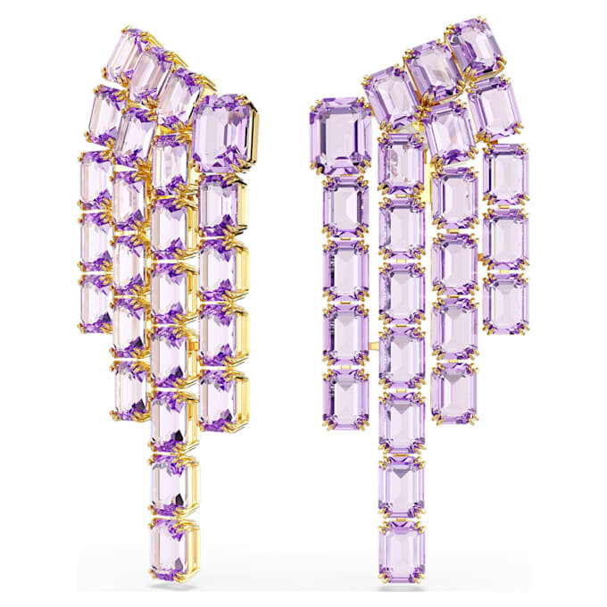 Boucles d’oreilles à clip Millenia, taille octogonale, style lustre, violet, plaquées or Boucles d’oreilles à clip Millenia, taille octogonale, style lustre, violet, plaquées or