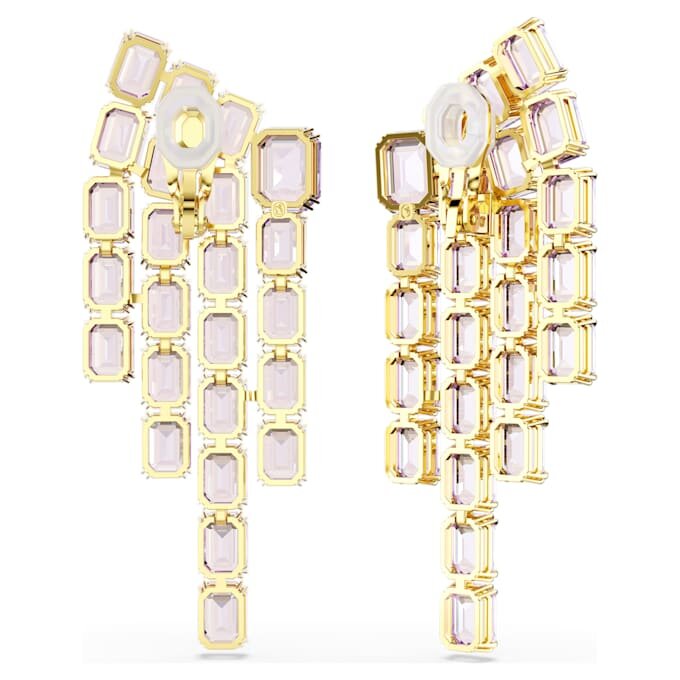 Boucles d’oreilles à clip Millenia, taille octogonale, style lustre, violet, plaquées or Boucles d’oreilles à clip Millenia, taille octogonale, style lustre, violet, plaquées or
