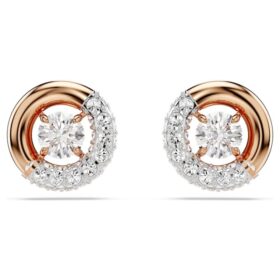 Boucles d’oreilles à clous Dextera, taille ronde, blanches, plaquées or rose Boucles d’oreilles à clous Dextera, taille ronde, blanches, plaquées or rose