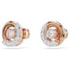 Boucles d’oreilles à clous Dextera, taille ronde, blanches, plaquées or rose