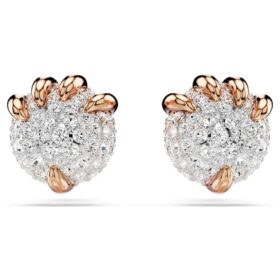 Boucles d’oreilles à clous « Dragon et Phénix » – Griffe de dragon, blanches, plaquées or rose