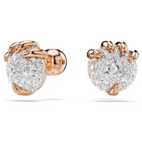 Boucles d’oreilles à clous « Dragon et Phénix » – Griffe de dragon, blanches, plaquées or rose