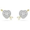 Boucles d’oreilles à clous Idyllia, tailles variées, cœur avec flèche, blanc, finition métaux mélangés