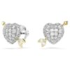 Boucles d’oreilles à clous Idyllia, tailles variées, cœur avec flèche, blanc, finition métaux mélangés