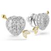 Boucles d’oreilles à clous Idyllia, tailles variées, cœur avec flèche, blanc, finition métaux mélangés