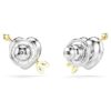 Boucles d’oreilles à clous Idyllia, tailles variées, cœur avec flèche, blanc, finition métaux mélangés